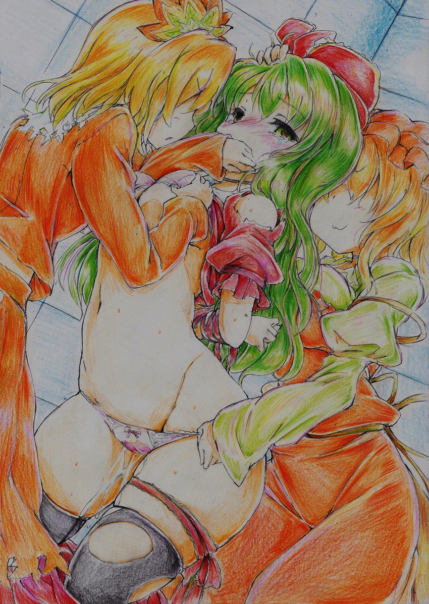 kagiyama hina, aki minoriko, and aki shizuha (touhou) drawn by nichibotsu_(kitaziman)