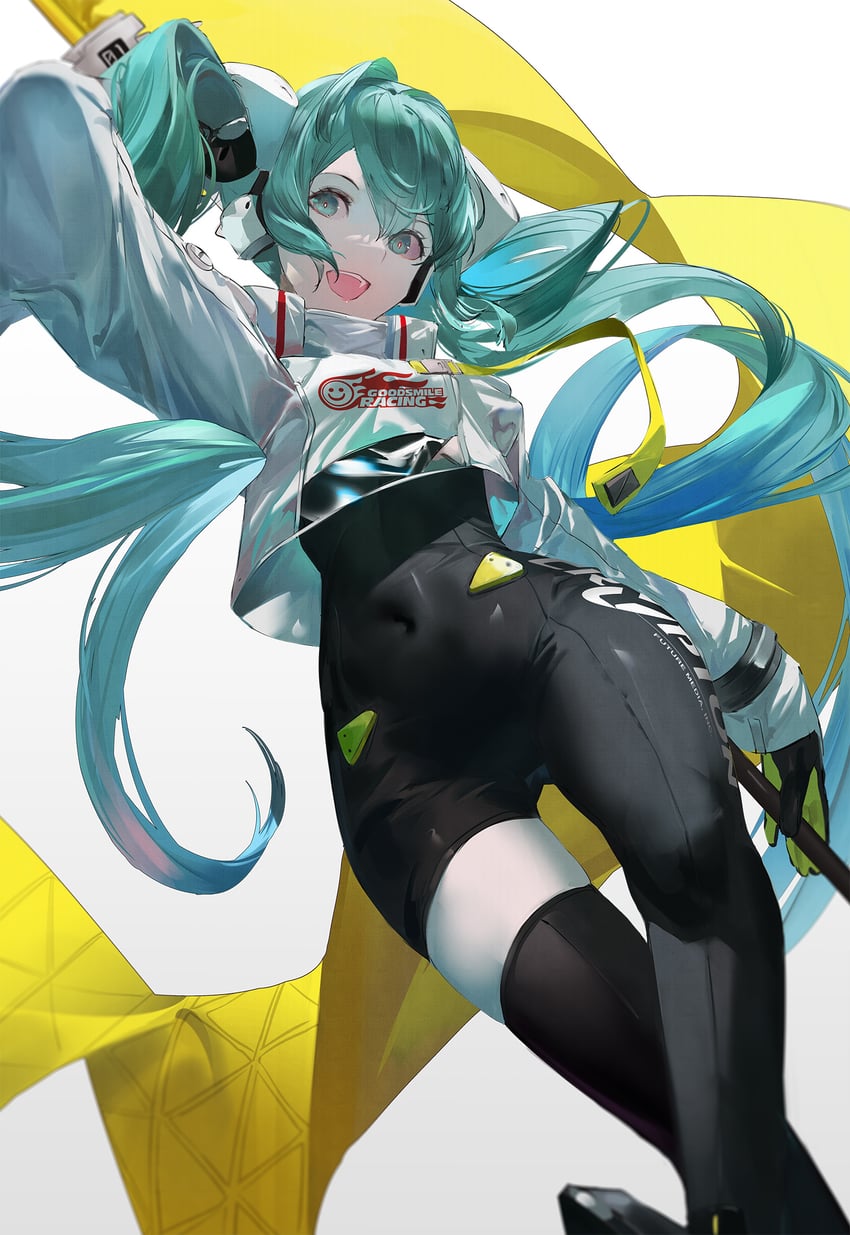 hatsune miku and racing miku (vocaloid and 1 more) drawn by blazpu