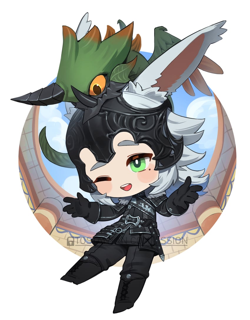 warrior of light and vrtra (final fantasy and 1 more) drawn by tostantan