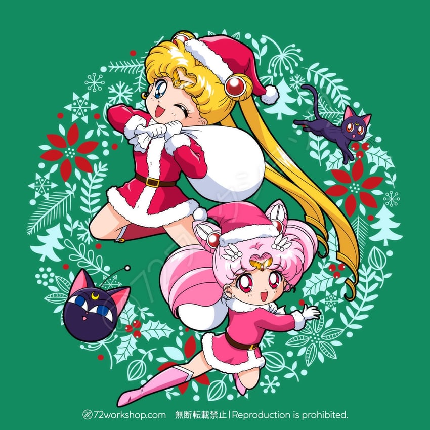 tsukino usagi, sailor moon, chibi usa, sailor chibi moon, luna, and 1 more (bishoujo senshi sailor moon and 1 more) drawn by 72workshop