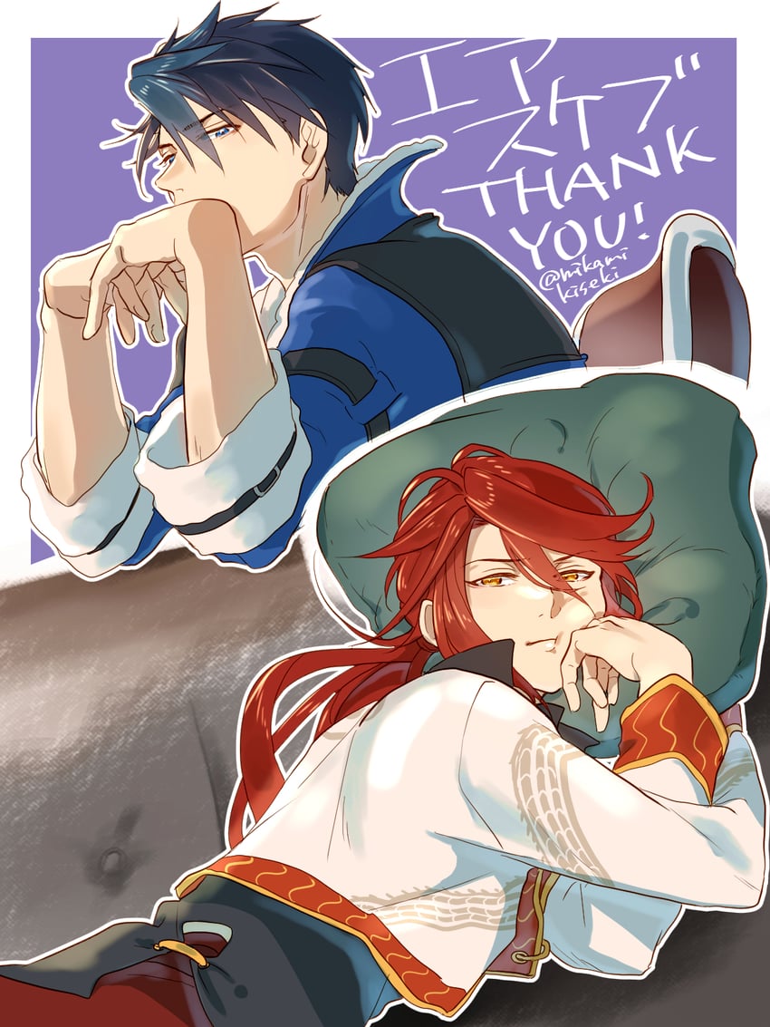 van arkride and aaron wei (eiyuu densetsu and 1 more) drawn by mikamikiseki