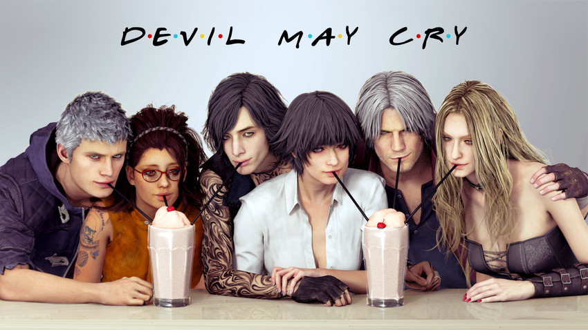 dante, lady, nero, trish, v, and 1 more (devil may cry and 2 more) drawn by cyan-th