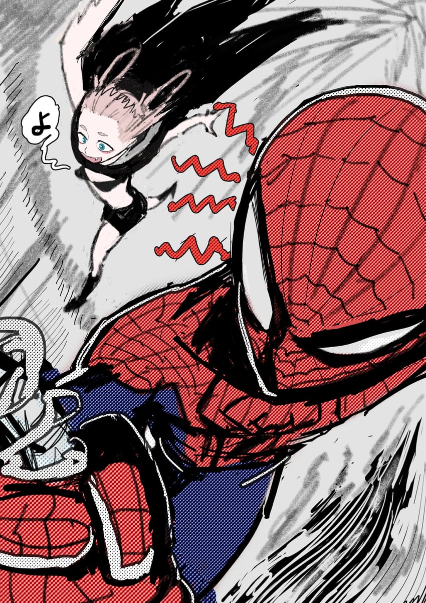 spider-man and nanakusa nazuna (marvel and 2 more) drawn by reiquant