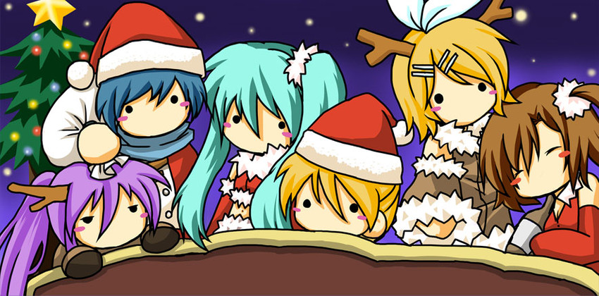 hatsune miku, kagamine rin, kagamine len, kaito, meiko, and 1 more (vocaloid) drawn by k101