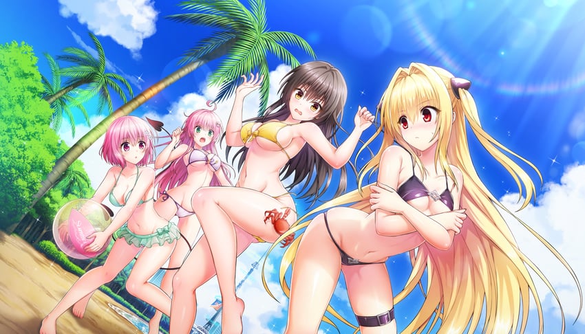konjiki no yami, momo velia deviluke, lala satalin deviluke, and kotegawa yui (to love-ru and 1 more) drawn by ootomo_takuji
