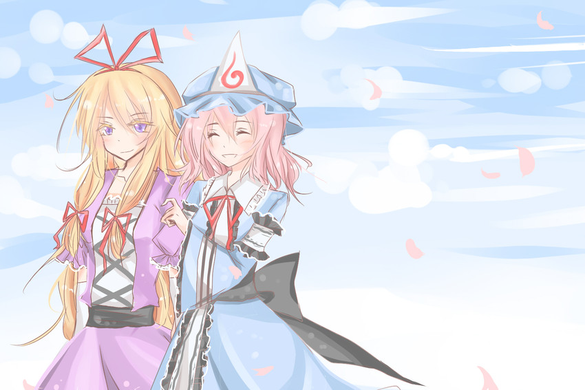 yakumo yukari and saigyouji yuyuko (touhou) drawn by shiyuu_eriisago