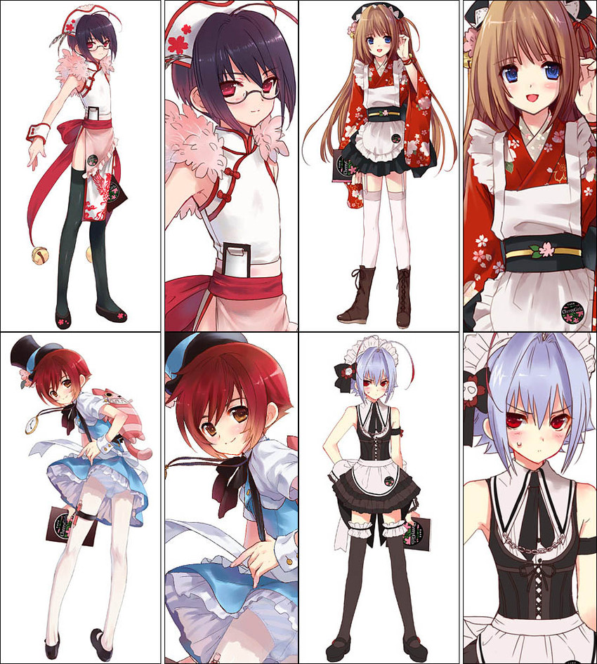 yuki, nao, tomo, and rio (otoko no ko wa meido fuku ga osuki!?) drawn by kasukabe_akira