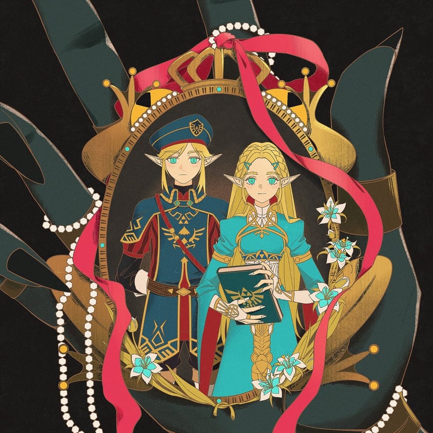 link and princess zelda (the legend of zelda and 1 more) drawn by 8er8er1s