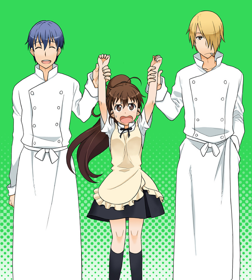 taneshima popura, satou jun, and souma hiroomi (working!!) drawn by atsu_takashi