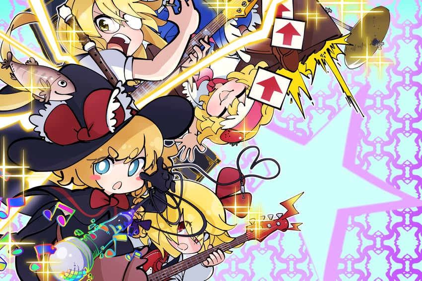 kirisame marisa, alice margatroid, rumia, uzuki, meguru, and 2 more (touhou and 2 more) drawn by gram_9