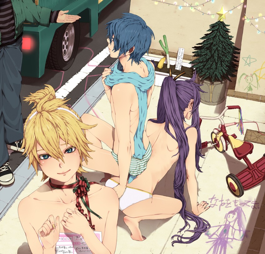 kagamine len, kaito, and kamui gakupo (vocaloid) drawn by nayu