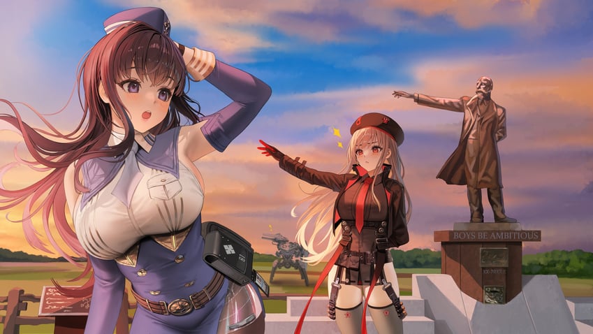 rapi, marian, and william s clark (goddess of victory: nikke) drawn by myabit