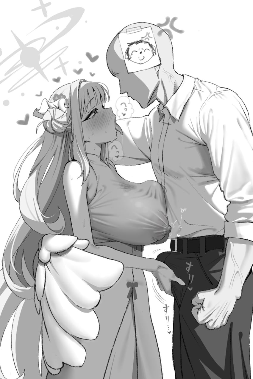 sensei, doodle sensei, and mika (blue archive) drawn by broccoli_(broccoli2626)