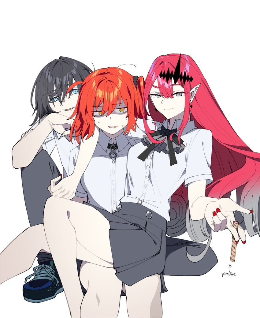 fujimaru ritsuka, baobhan sith, and oberon (fate and 1 more) drawn by house_tag_denim