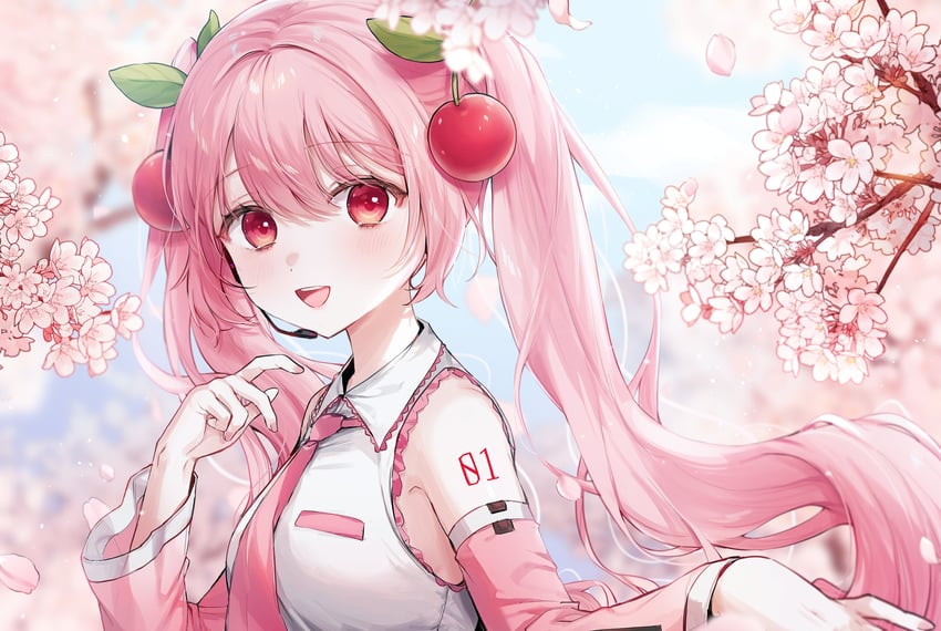 hatsune miku and sakura miku (vocaloid) drawn by nare_(17_junana)