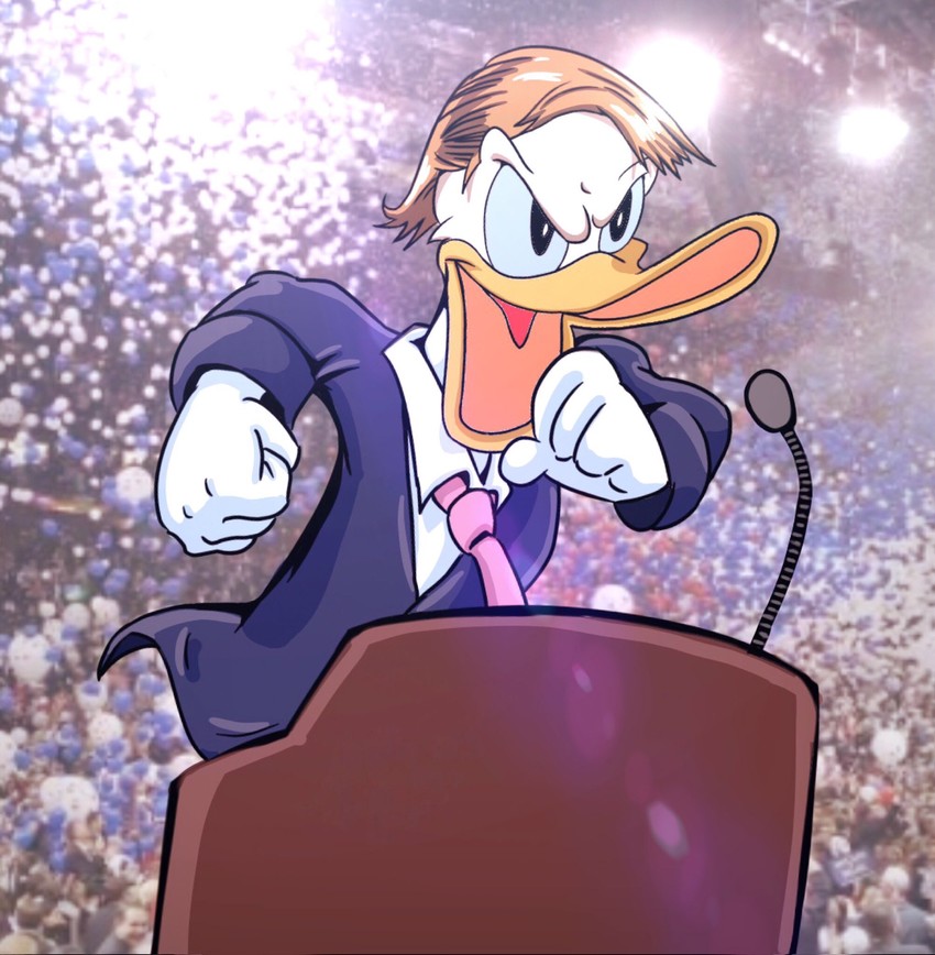 donald duck and donald trump (real life and 1 more) drawn by kakesoba