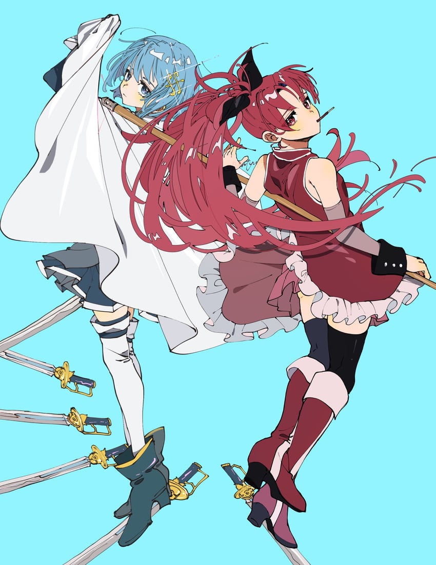 miki sayaka and sakura kyoko (mahou shoujo madoka magica) drawn by hyamoo