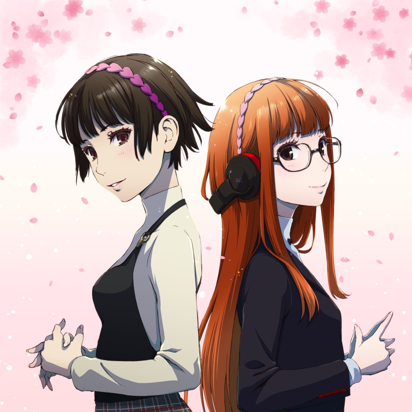 sakura futaba and niijima makoto (persona and 1 more) drawn by amupon