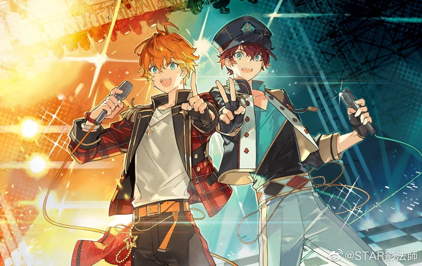 amagi hiiro and akehoshi subaru (ensemble stars!) drawn by starshadowmagician
