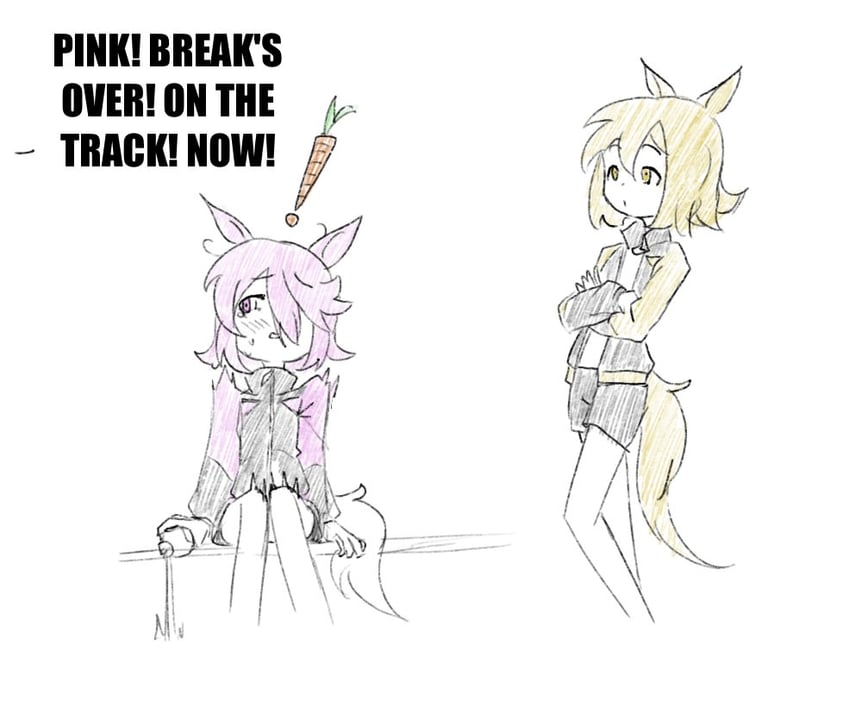 lightning strikes thrice and comely material morning (horse race tests) drawn by durandaltheone