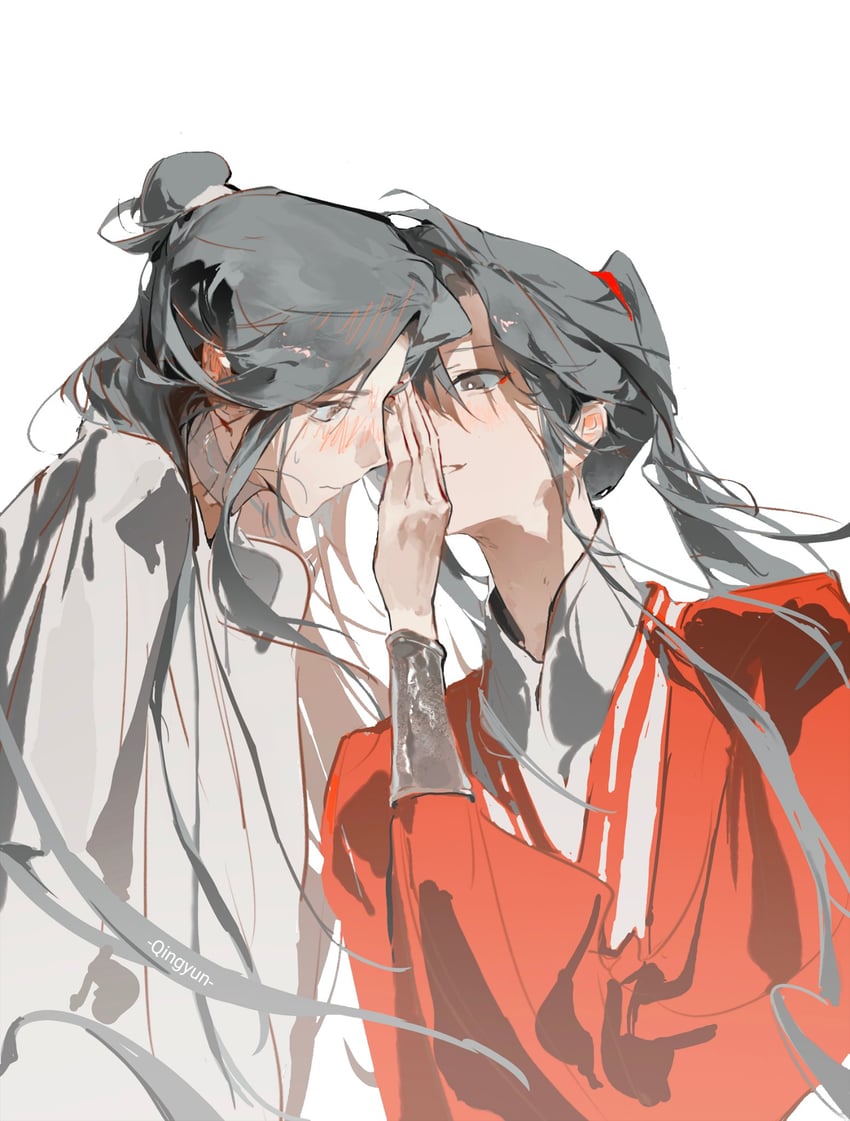 xie lian, hua cheng, and san lang (tianguan cifu) drawn by qingyun
