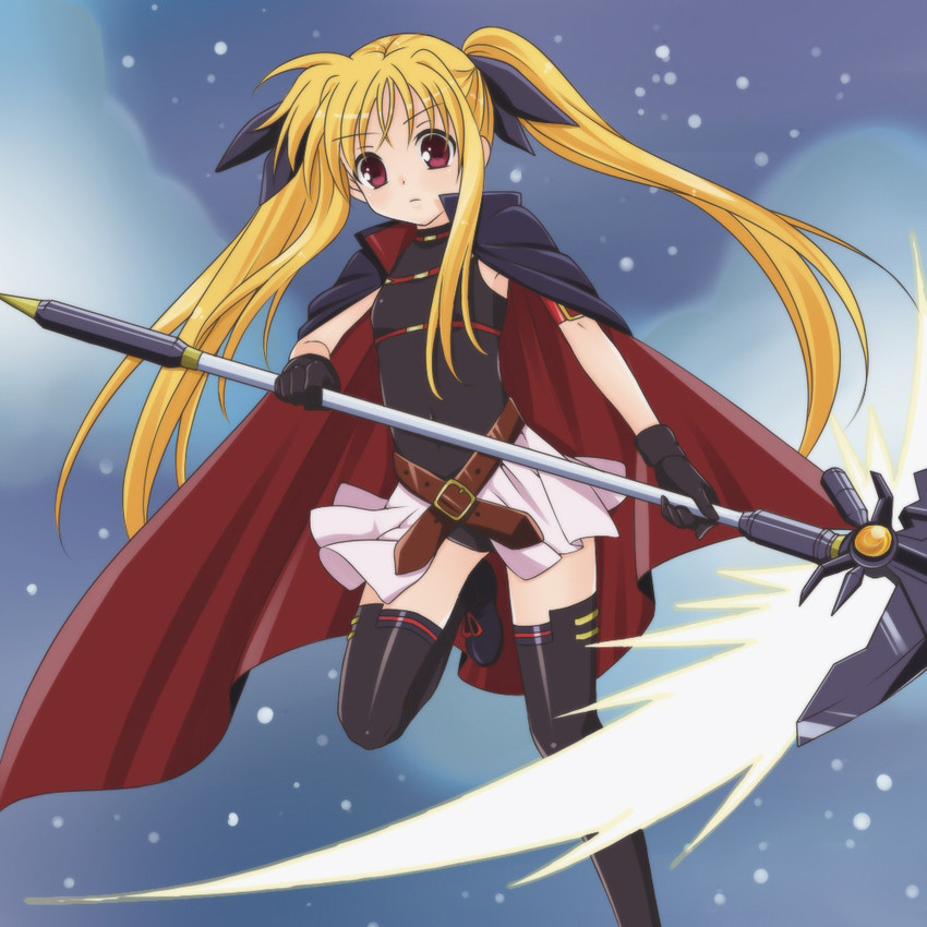 fate testarossa and bardiche (lyrical nanoha and 2 more) drawn by lmo