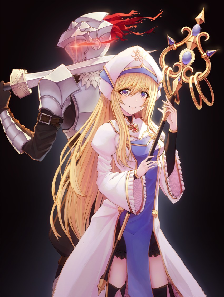 priestess and goblin slayer (goblin slayer!) drawn by chic_roah