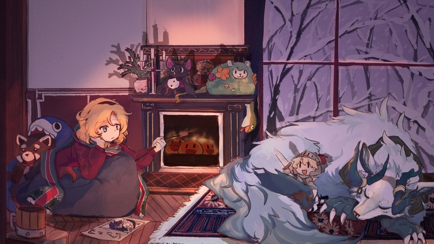 future princess, mayreel, and white beast (guardian tales) drawn by golden_jing