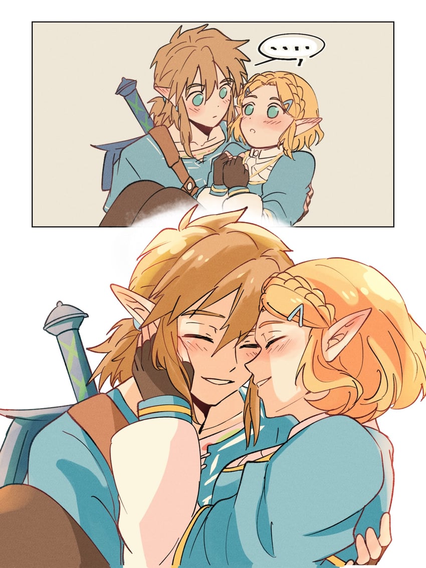 link and princess zelda (the legend of zelda and 1 more) drawn by aorin_(riley17_a)