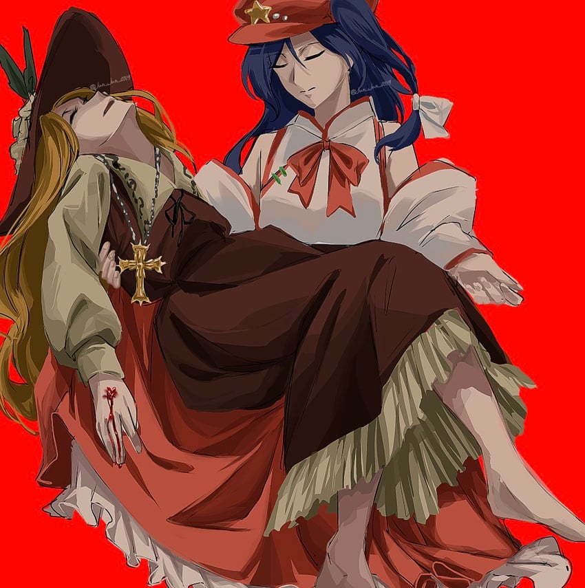 jacket girl and label girl (touhou and 1 more) drawn by jun_jun_0319