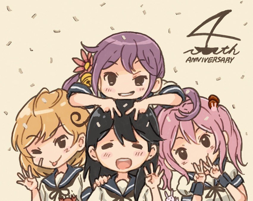 ushio, akebono, sazanami, and oboro (kantai collection) drawn by saiguchi_otoufu