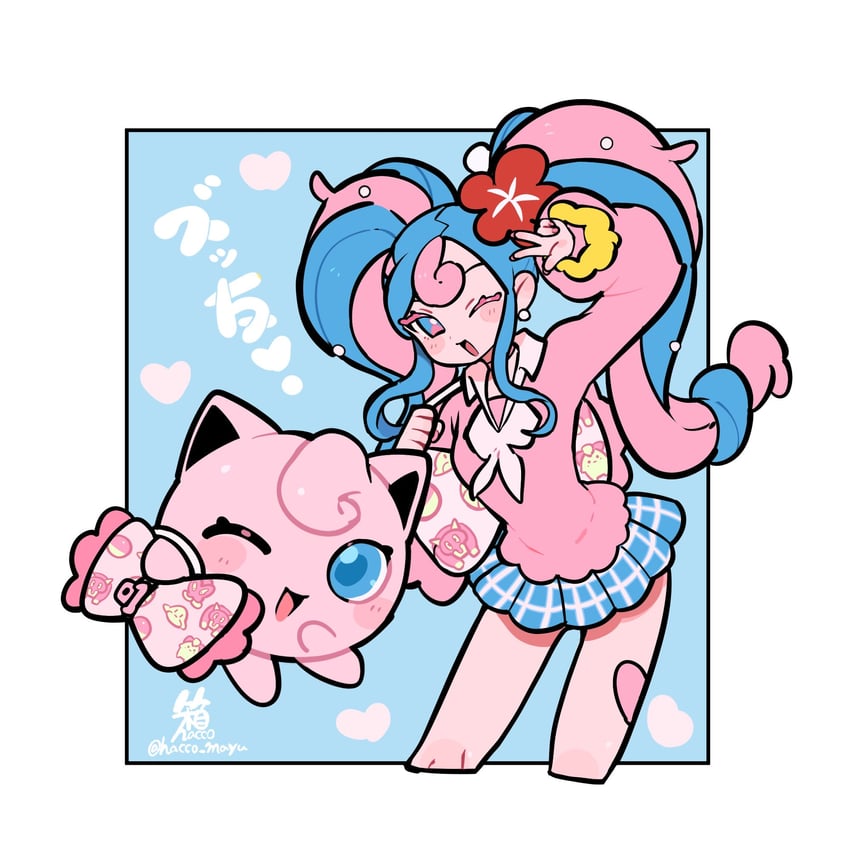 hatsune miku, jigglypuff, and fairy miku (pokemon and 2 more) drawn by hacco_mayu