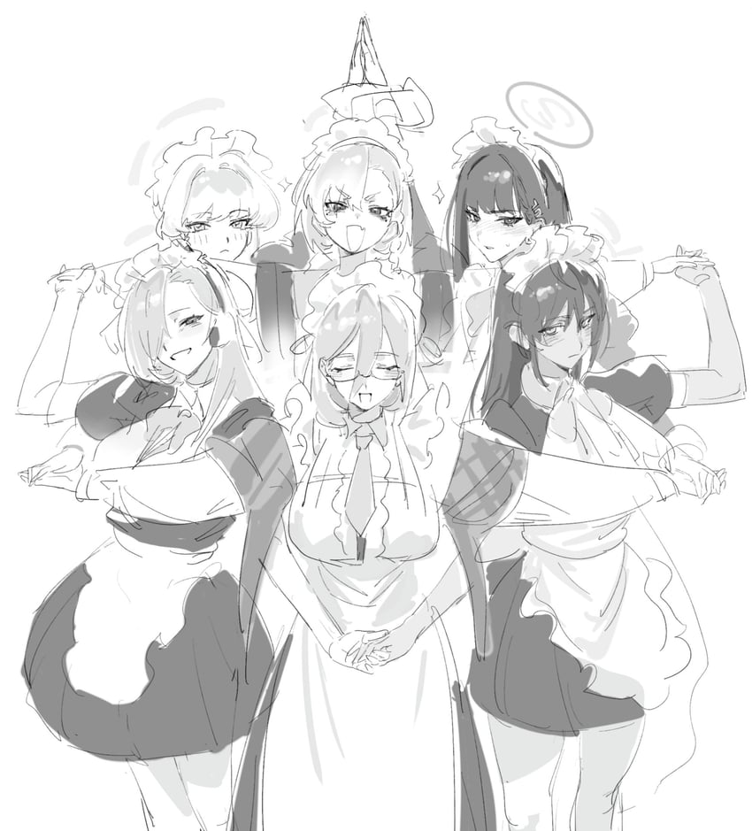 asuna, toki, rio, karin, neru, and 1 more (blue archive) drawn by utsuru4