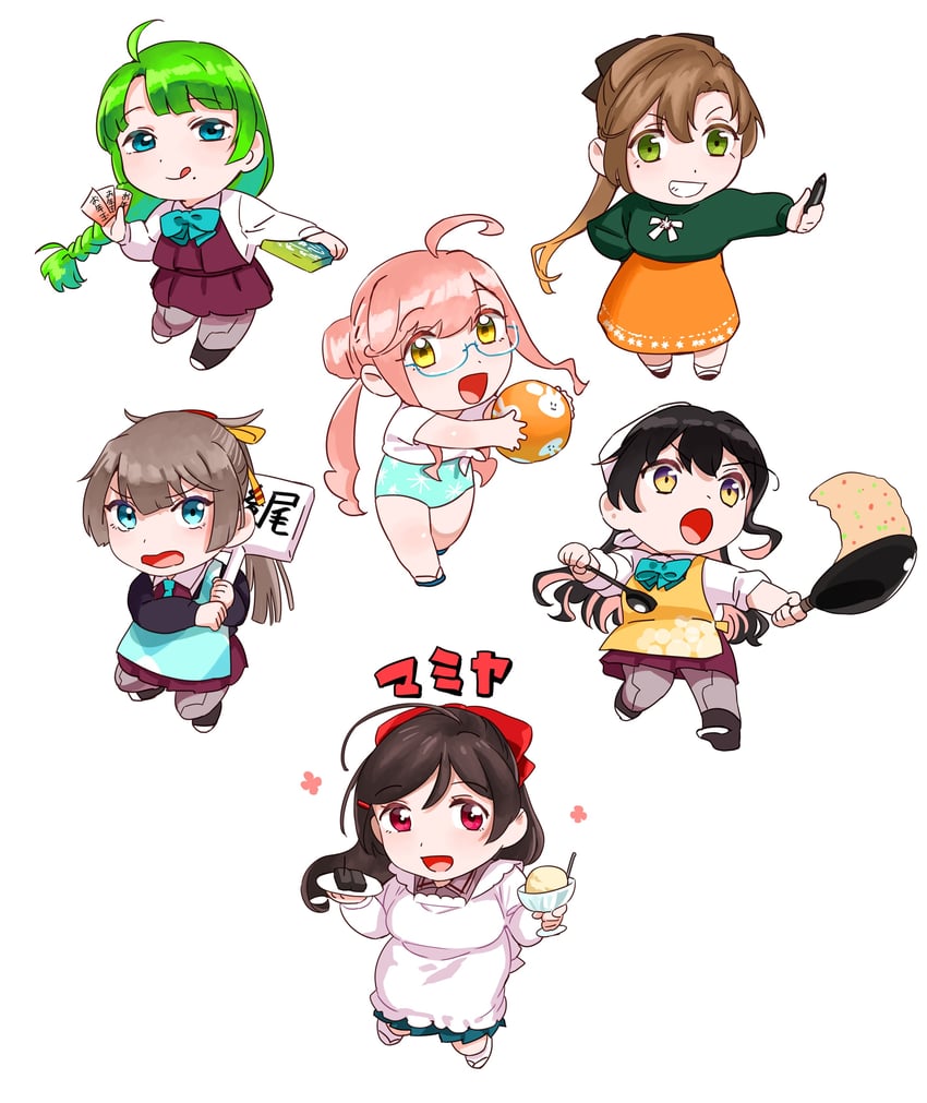 naganami, makigumo, yuugumo, mamiya, akigumo, and 1 more (kantai collection) drawn by ojipon