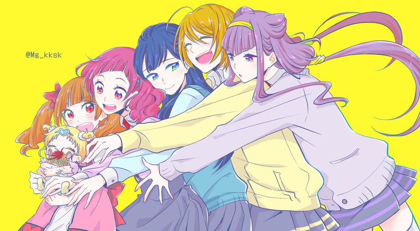 nono hana, yakushiji saaya, ruru amour, aisaki emiru, kagayaki homare, and 2 more (precure and 1 more) drawn by magukai