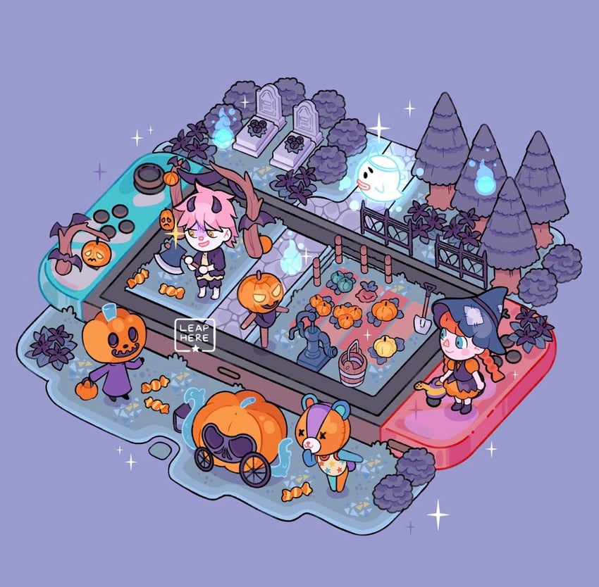 villager, stitches, jack, and wisp (animal crossing) drawn by leaphere