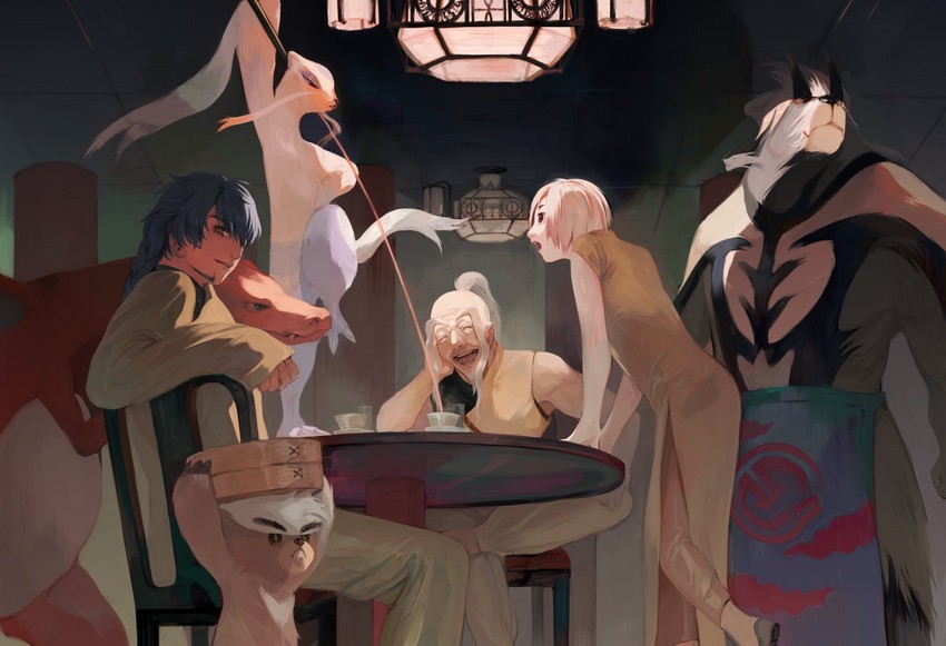 leon, charizard, mienshao, urshifu, kubfu, and 1 more (pokemon and 1 more) drawn by l_1753ucon
