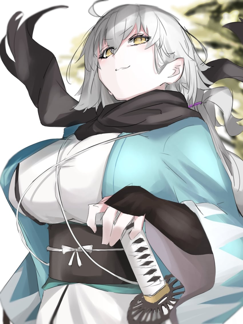 jeanne d'arc alter and okita souji (fate and 2 more) drawn by ri_o_ne_su