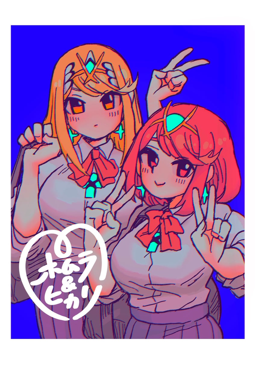 pyra and mythra (xenoblade chronicles and 1 more) drawn by hachinos_ssb