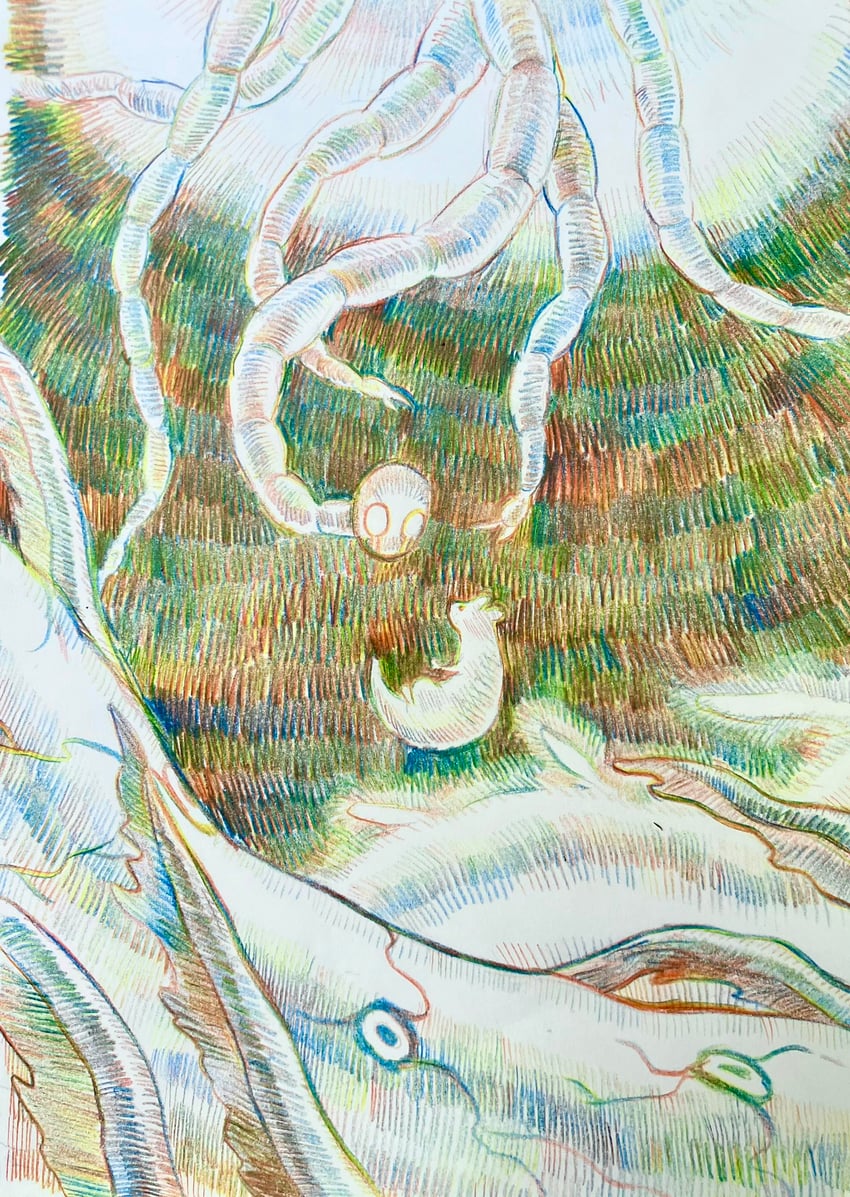 survivor and void worm (rain world) drawn by misophrioida