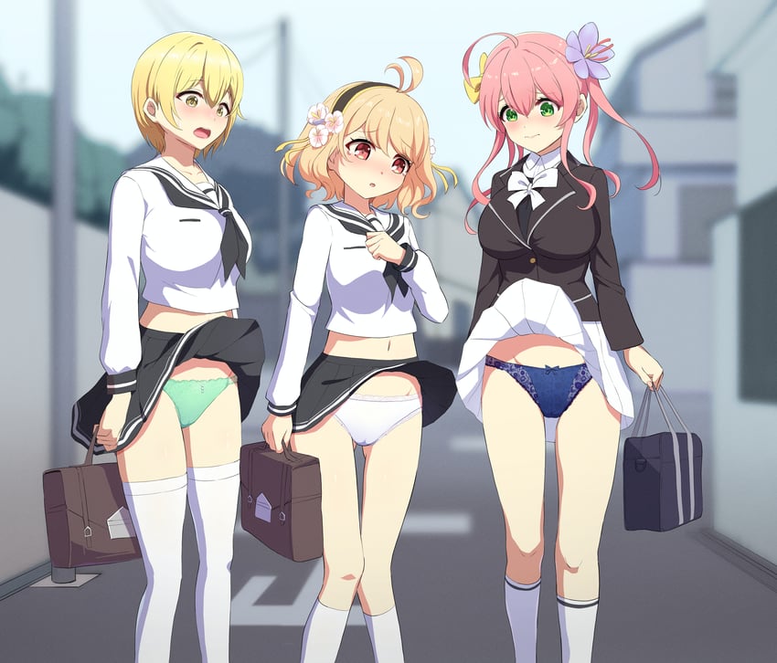 saffron, suiren, and apricot (flower knight girl) drawn by sakamata_(sakamata4)