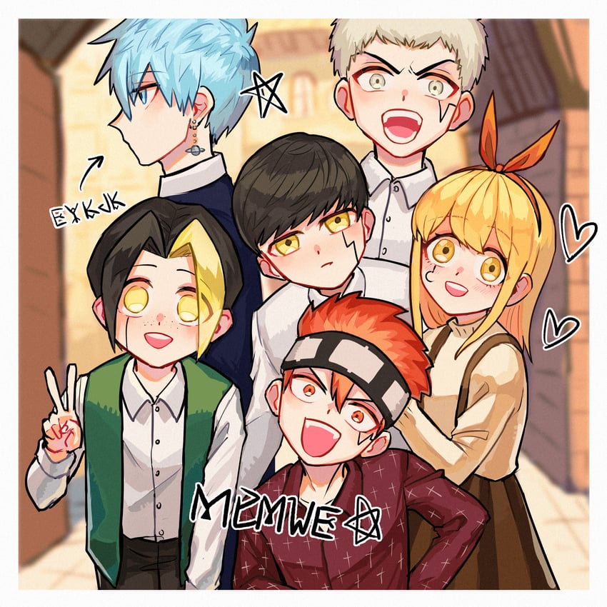 mash burnedead, finn ames, lance crown, lemon irvine, daut barret, and 1 more (mashle) drawn by lalamelonflora