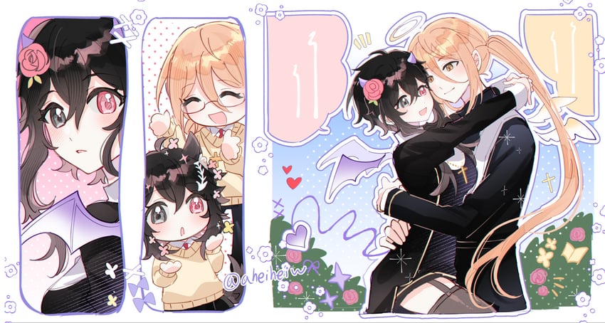 player character and sydney (original and 1 more) drawn by aheihei