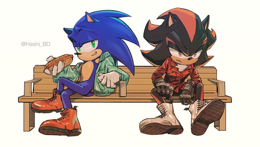 sonic the hedgehog and shadow the hedgehog (sonic) drawn by hashi84e