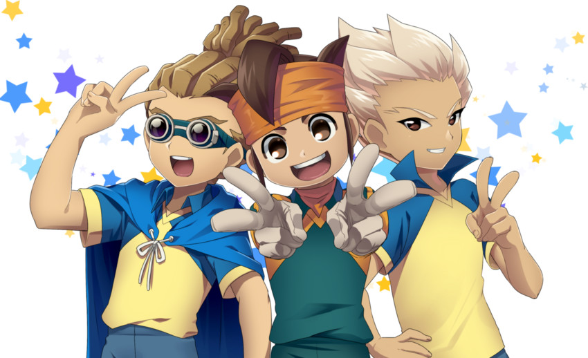 endou mamoru, kidou yuuto, and gouenji shuuya (inazuma eleven) drawn by norun