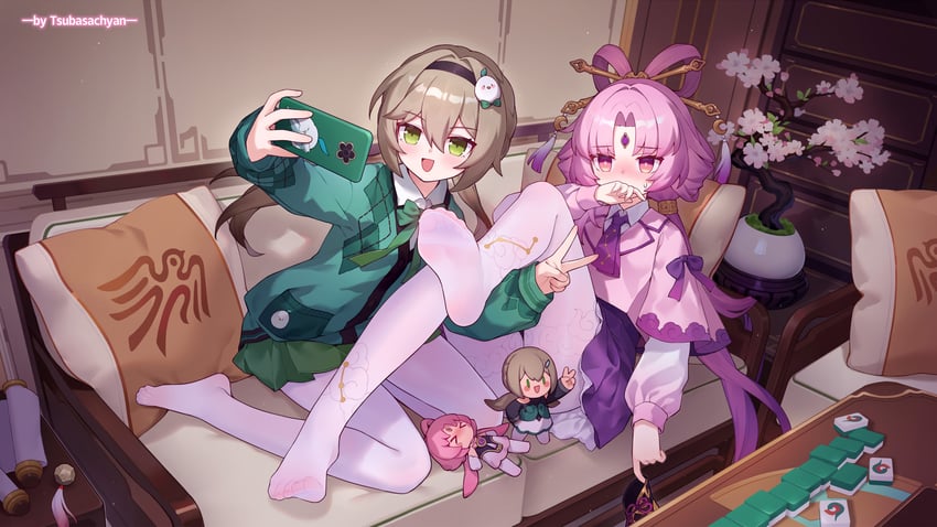 fu xuan and qingque (honkai and 1 more) drawn by tsubasa_tsubasa