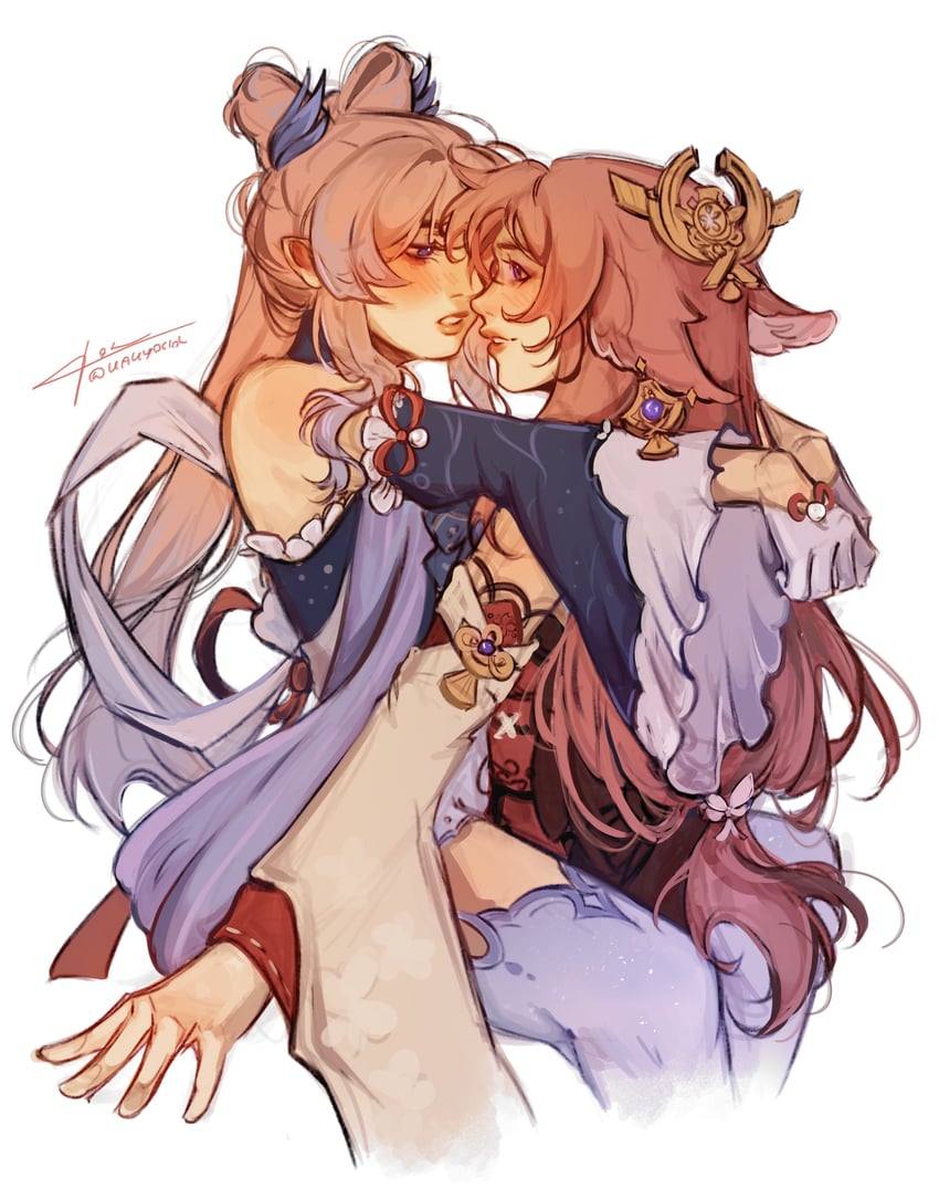 yae miko and sangonomiya kokomi (genshin impact) drawn by kakyociol