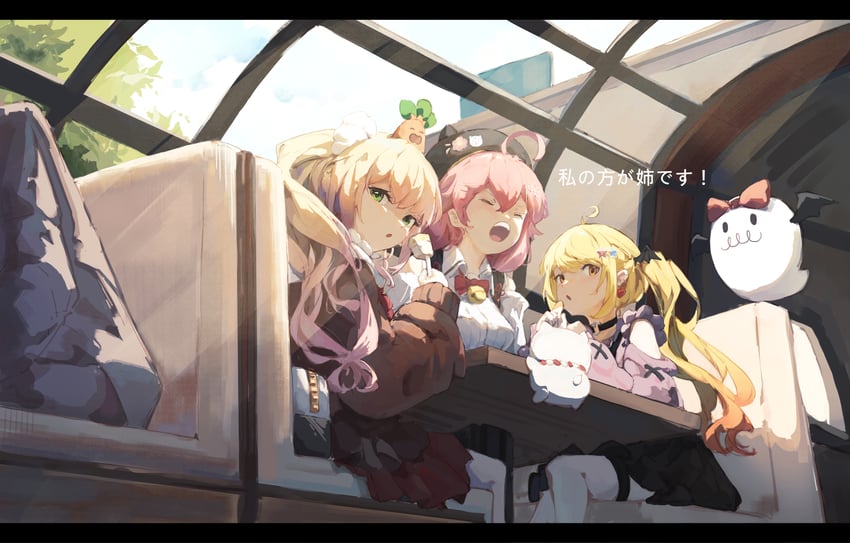 sakura miko, momosuzu nene, 35p, yozora mel, nekko, and 1 more (hololive) drawn by maskcat