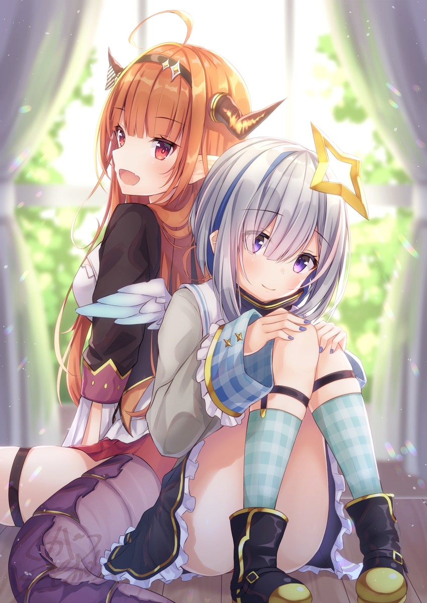 amane kanata and kiryu coco (hololive) drawn by kugatsu_tooka