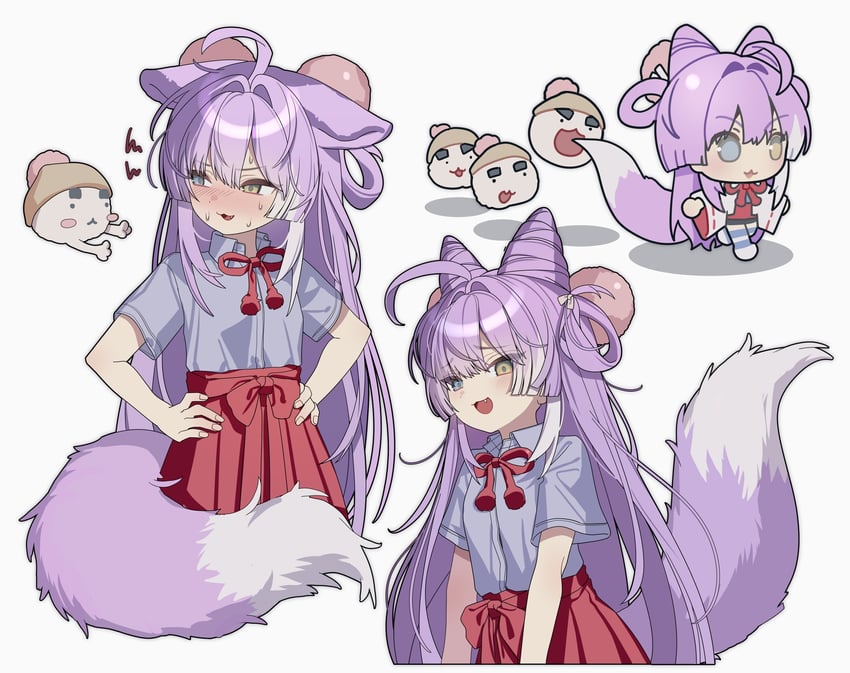 tenko shibuki and inari (stellive) drawn by 0_o_s_k